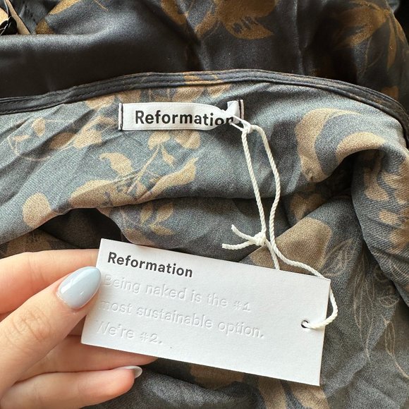 NWT Reformation Parma Silk Maxi Slip Dress Sz L Night Garden Floral Slim - Picture 3 of 10